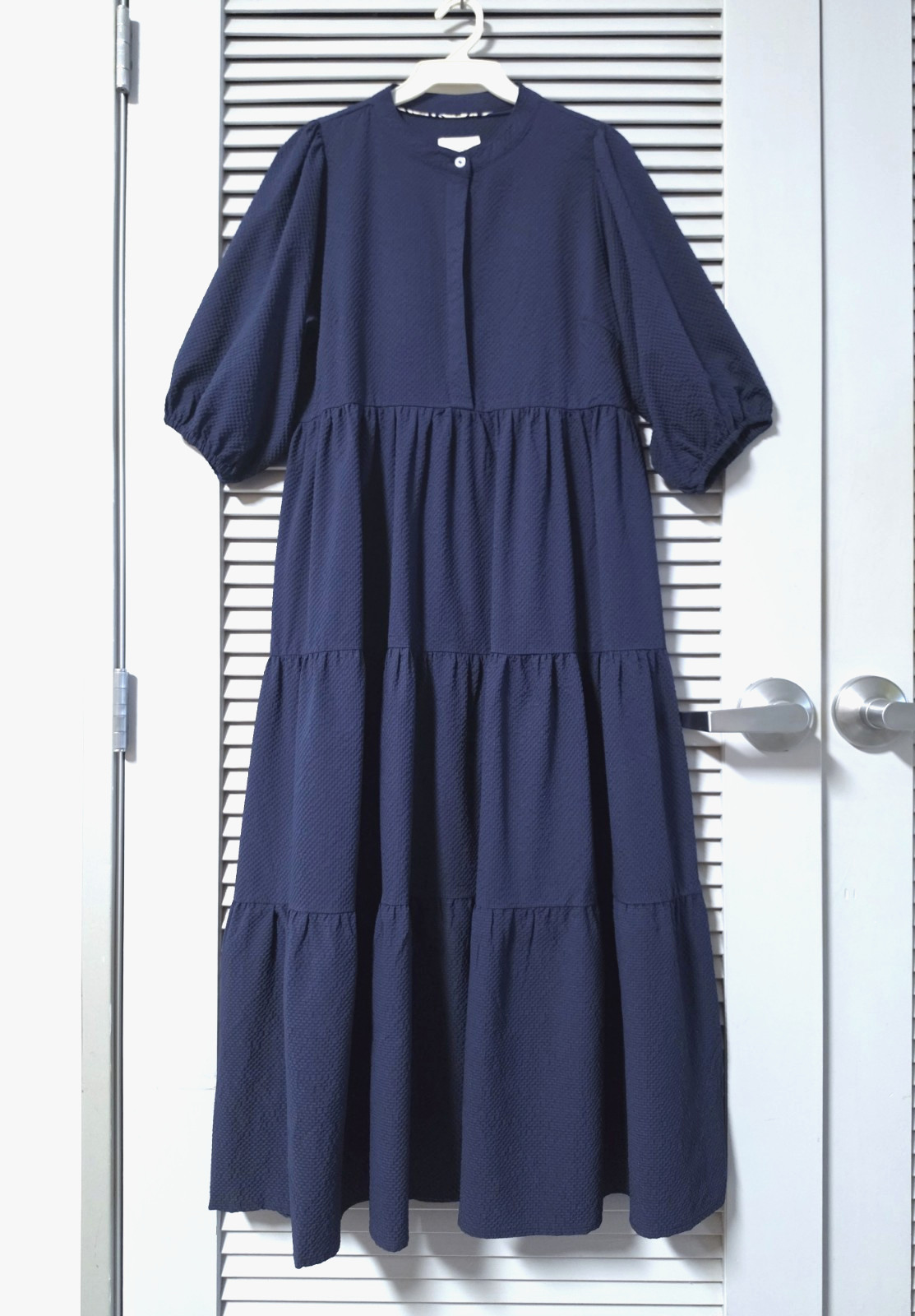 navy texture tiered maxi long dress S