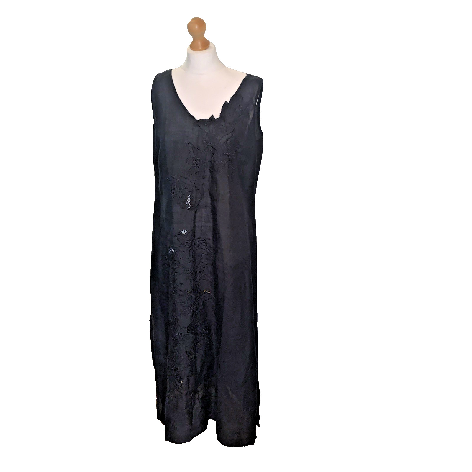 Brand New 100% Linen EAST Embroidered Maxi Dress Beach Boho 16