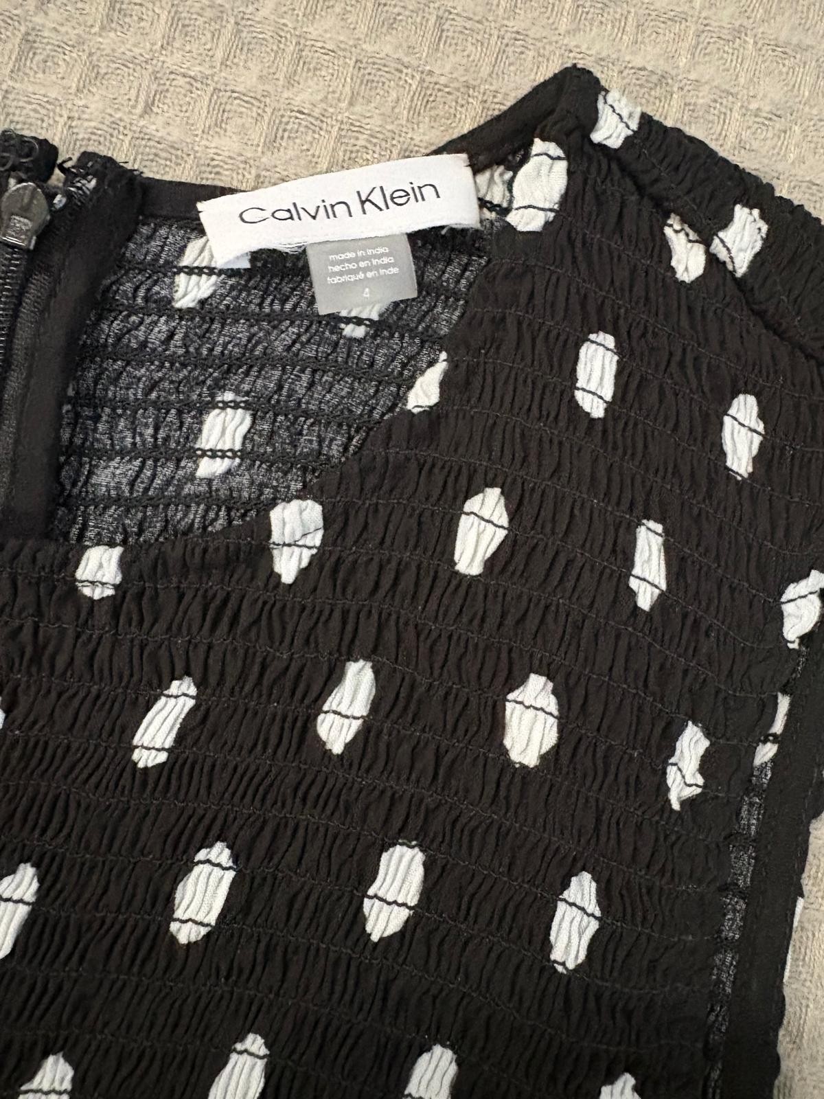 Calvin Klein Black White Polka Dot Jumpsuit Wide Leg Crop Sz 4 NWT