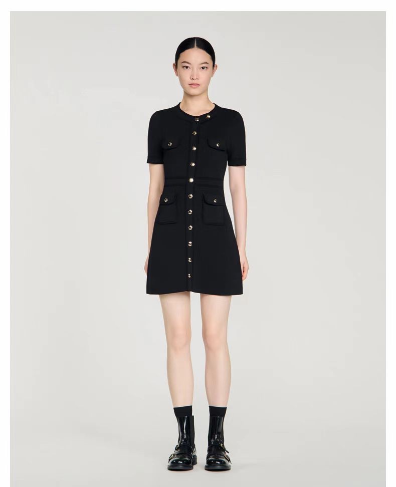 Sandro Women’s Metal snap Pocket black Knitted Dresses