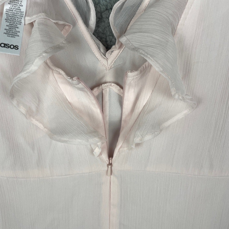 Asos Design Women’s US 6 Pink 100% Polyester Bridemaids Flutter Sleeve Dress