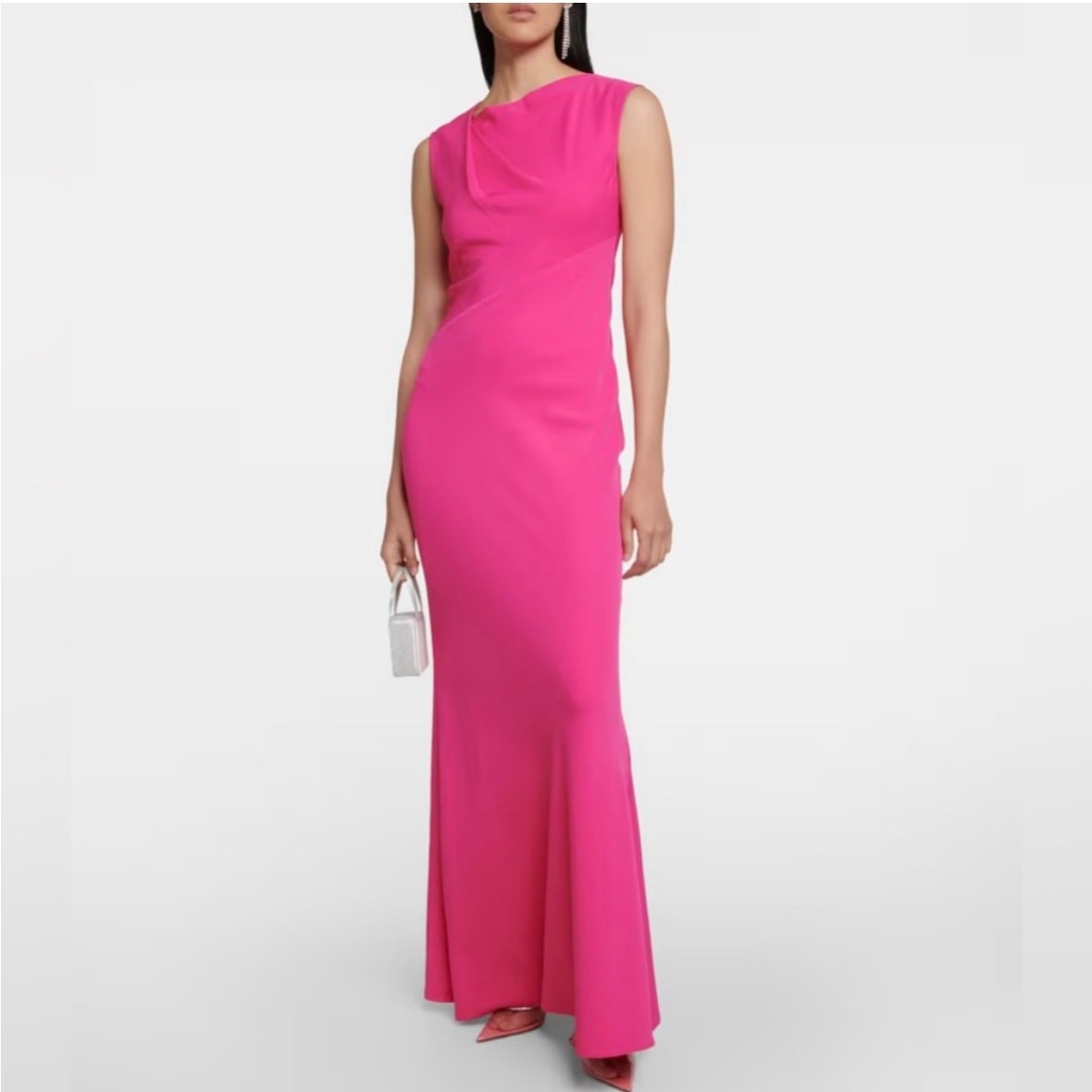 Roland Mouret Pink Stretch-Cady Maxi Dress Women’s Size 2 Excellent