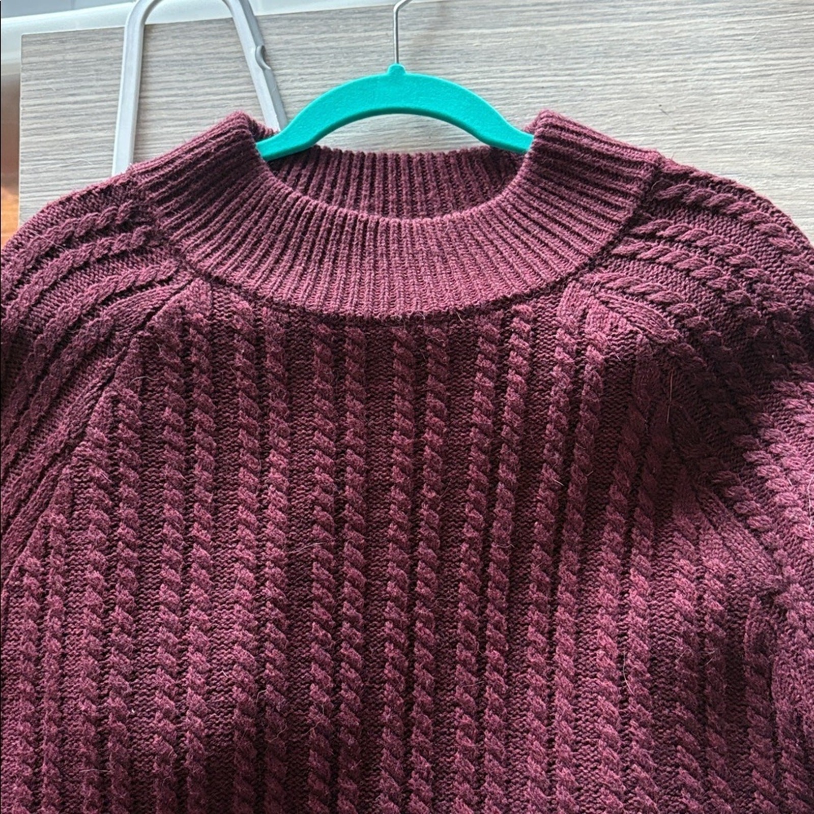 Windsor Burgundy Cable Knit Open Back Sweater Dress Size L
