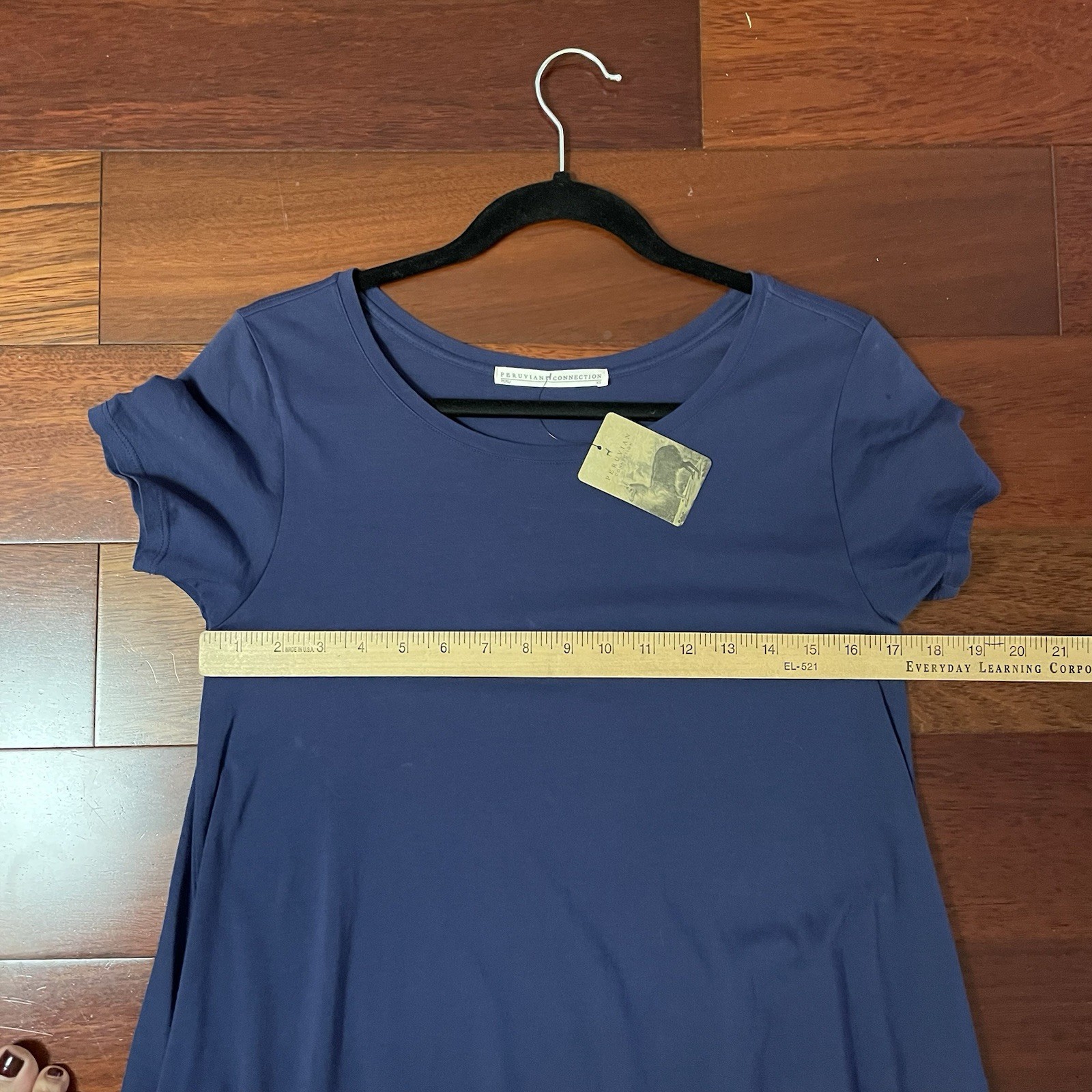Peruvian Connection Brigitte Dress Pockets Blue Sapphire Women’s Sz XS B33