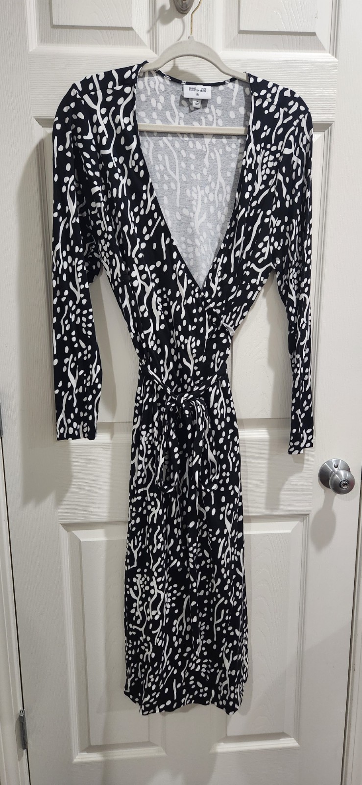Diane von Furstenberg for Target Black White Abstract Wrap Dress 1X Long Sleeve