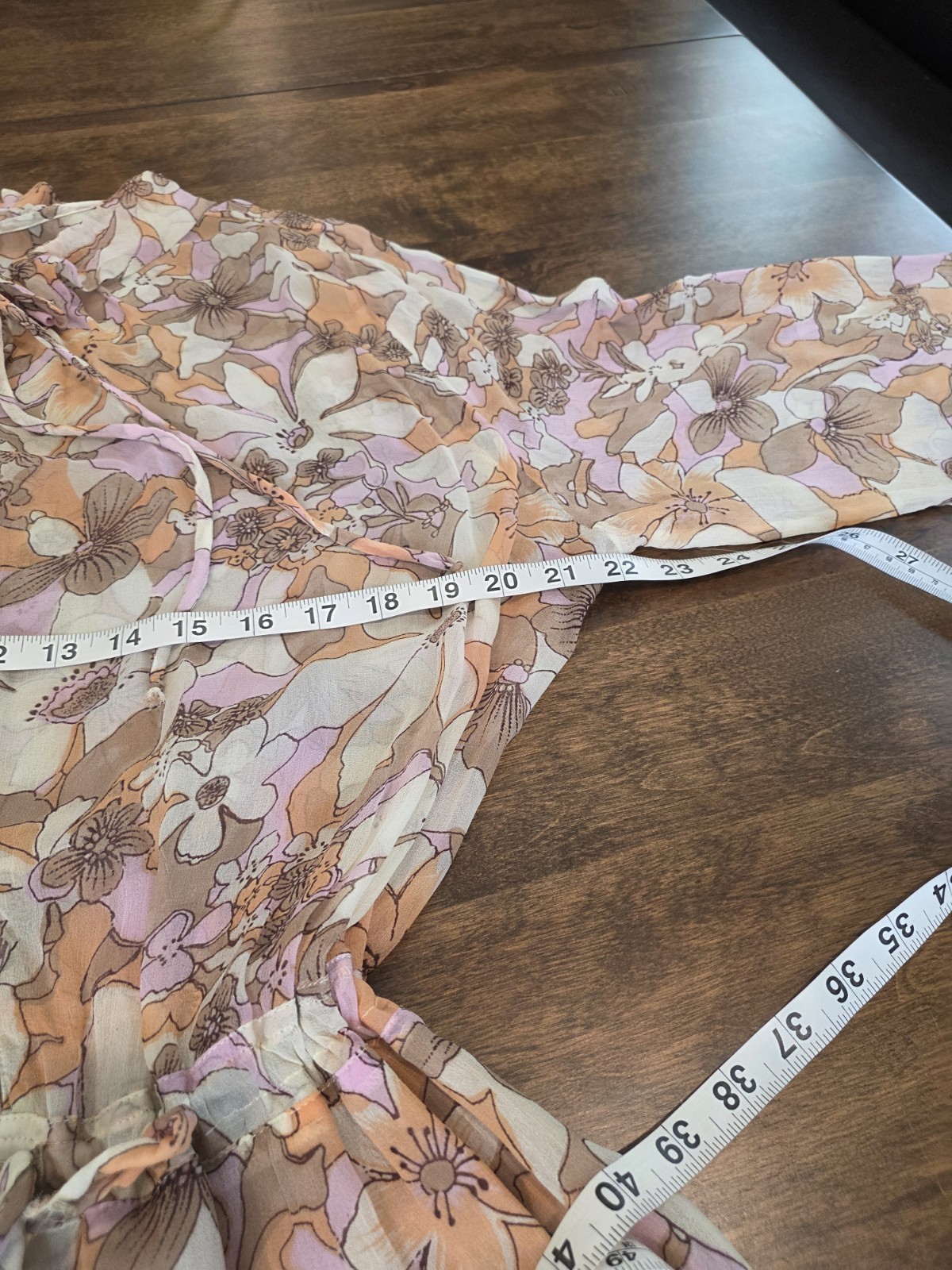 For Love & Lemons Pink Neutral Floral Sheer Mini Drawstring Waist Dress Large
