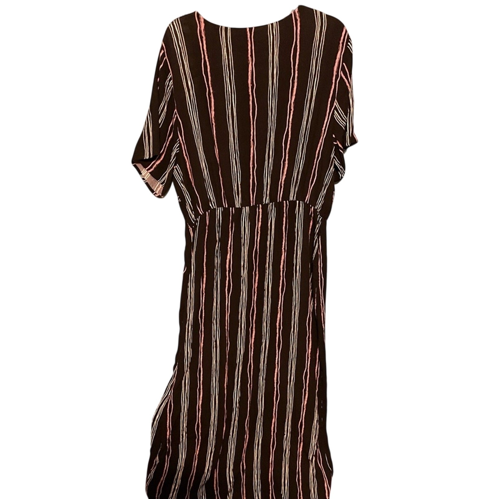 City Chic Maxi Knot Stripe Wrap Dress 18W dark Romance moody beach resort NWT