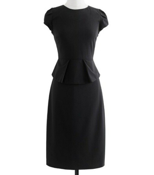 NWT J.Crew Factory Black Peplum Dress Size 10 Wool Stretch Work Office Career