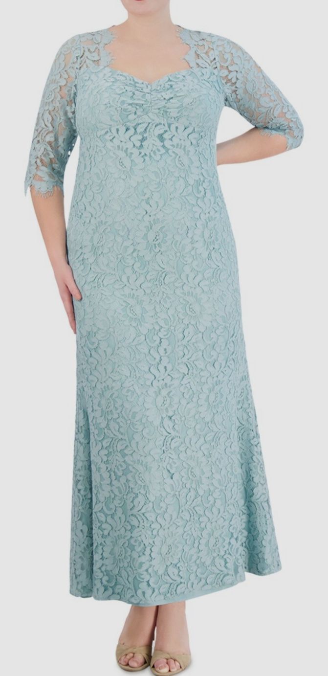 Eliza J Women’s Blue Lace 3/4-Sleeve Dress Plus Size 16W