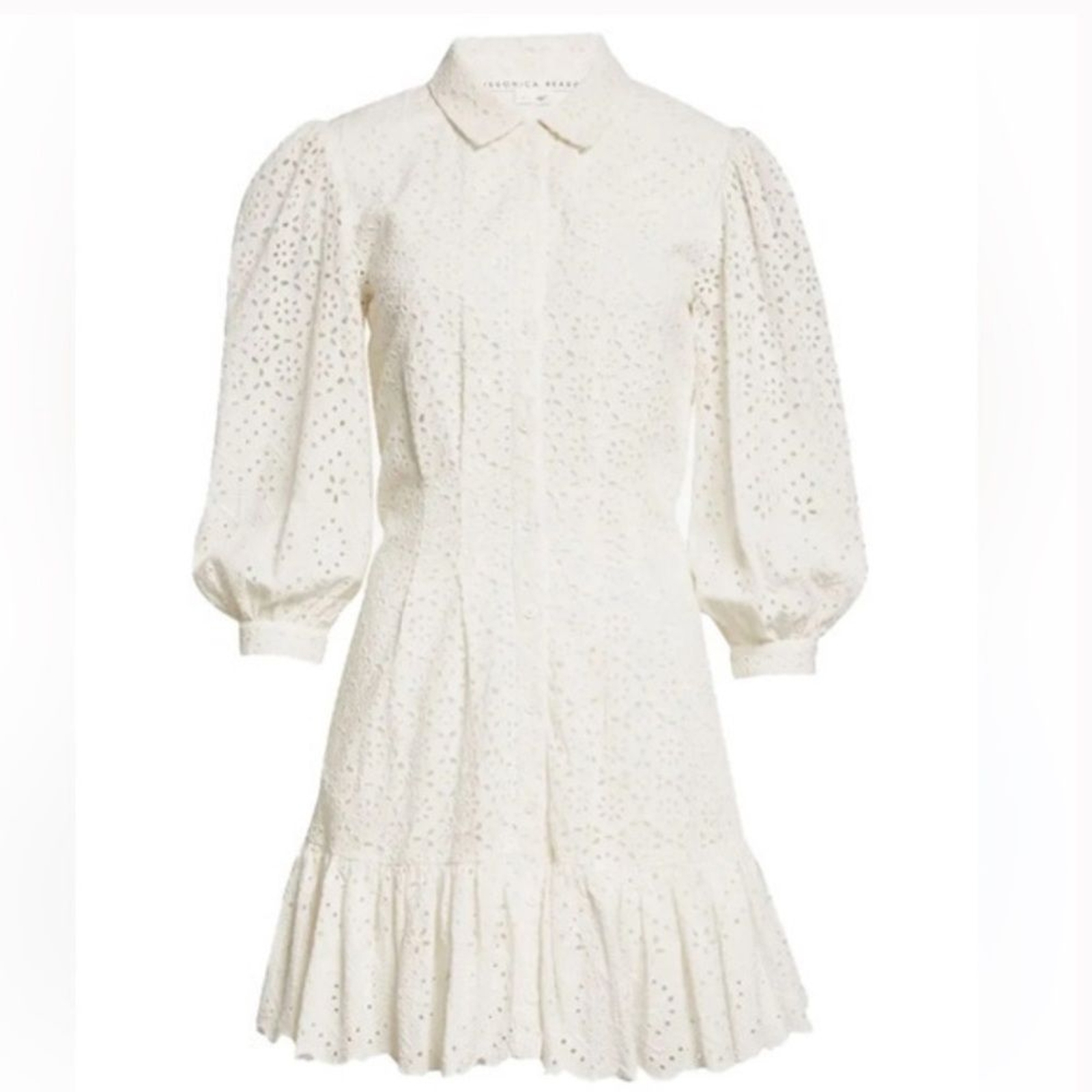 Veronica Beard Kylan Eyelet Lace Cotton Long Sleeve White Costal Resort Size 6