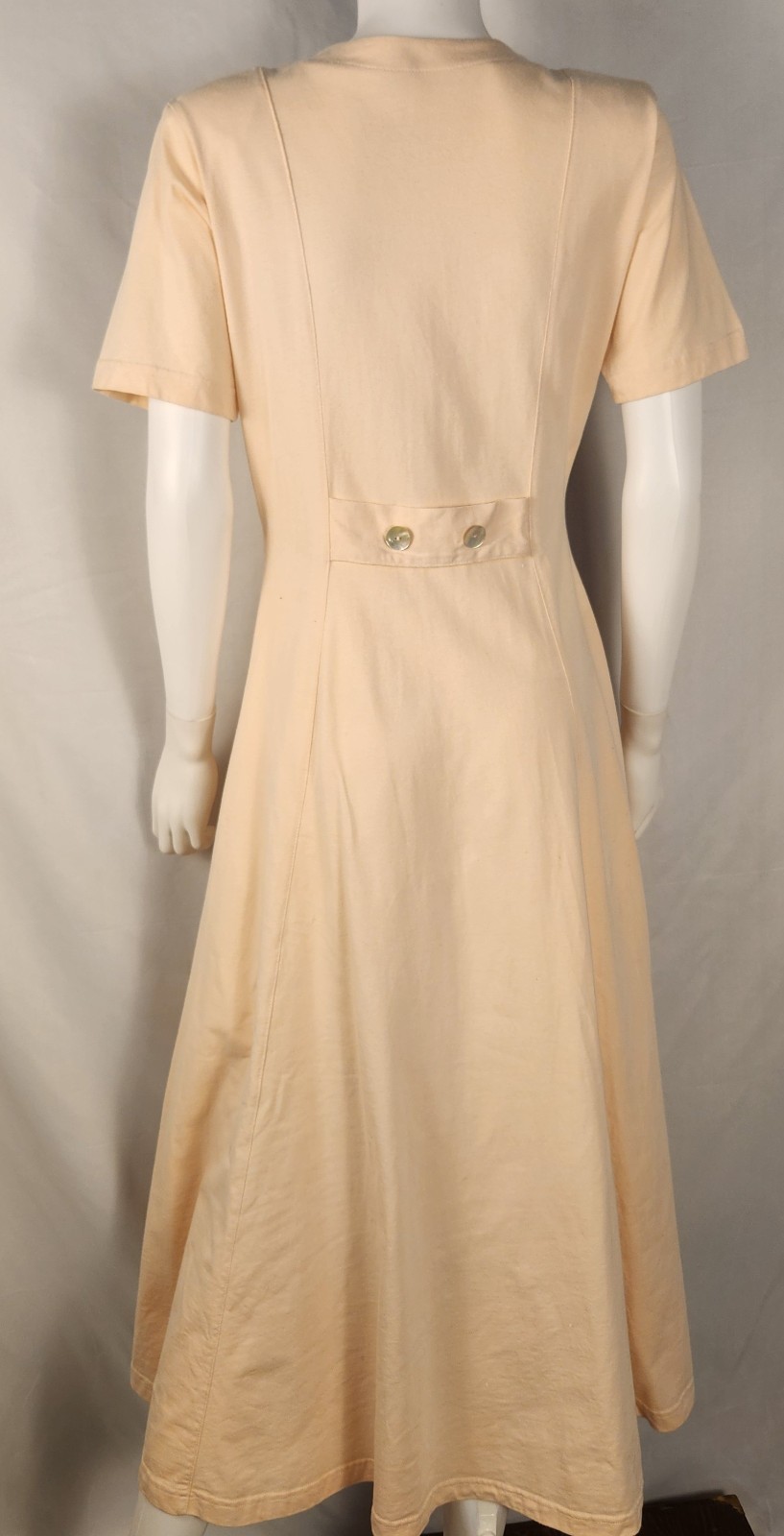 90s Coldwater Creek Pale Peach Maxi Shirt Dress Minimalist/Cleangirl/Classic S