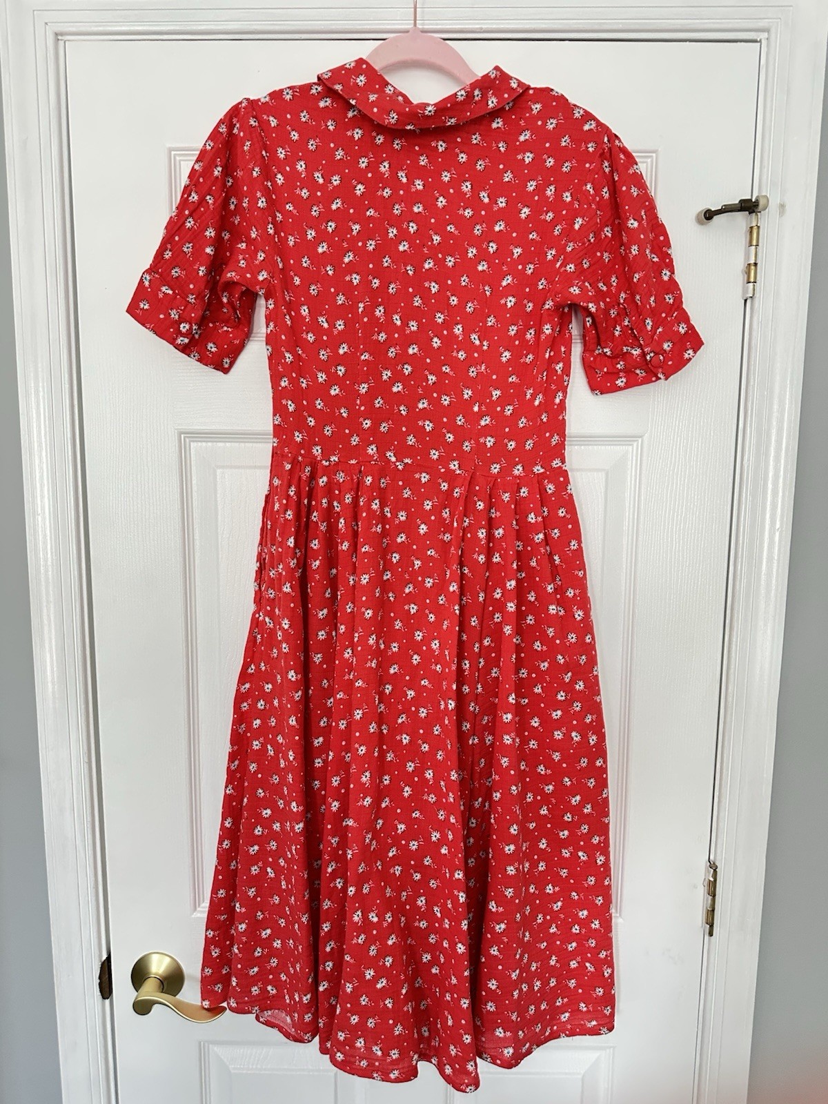 EShakti 1940s Style Red Floral Cotton Blend Dress Size XS