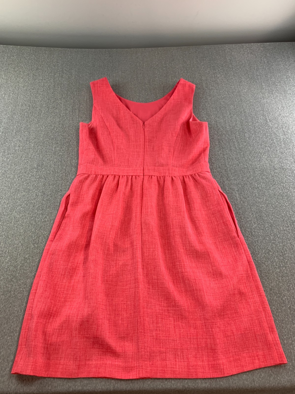 Ellen Tracy Sleeveless Round Beaded Neck Zip Shift Dress Women Orange Size 10P