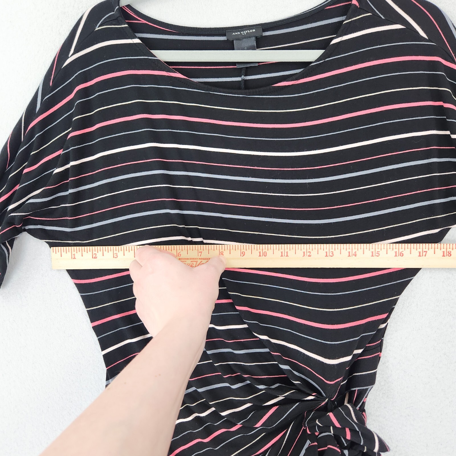 Ann Taylor Dress Womens Small Black Colorful Striped Dolman Sleeve Sheath Casual