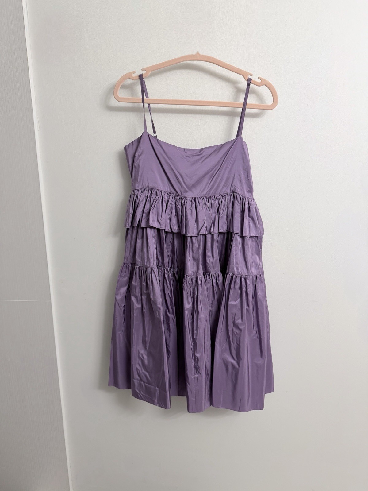 Cynthia Rowley Tiered Spaghetti Strap Silk Dress Lilac NWT $465 Size 8