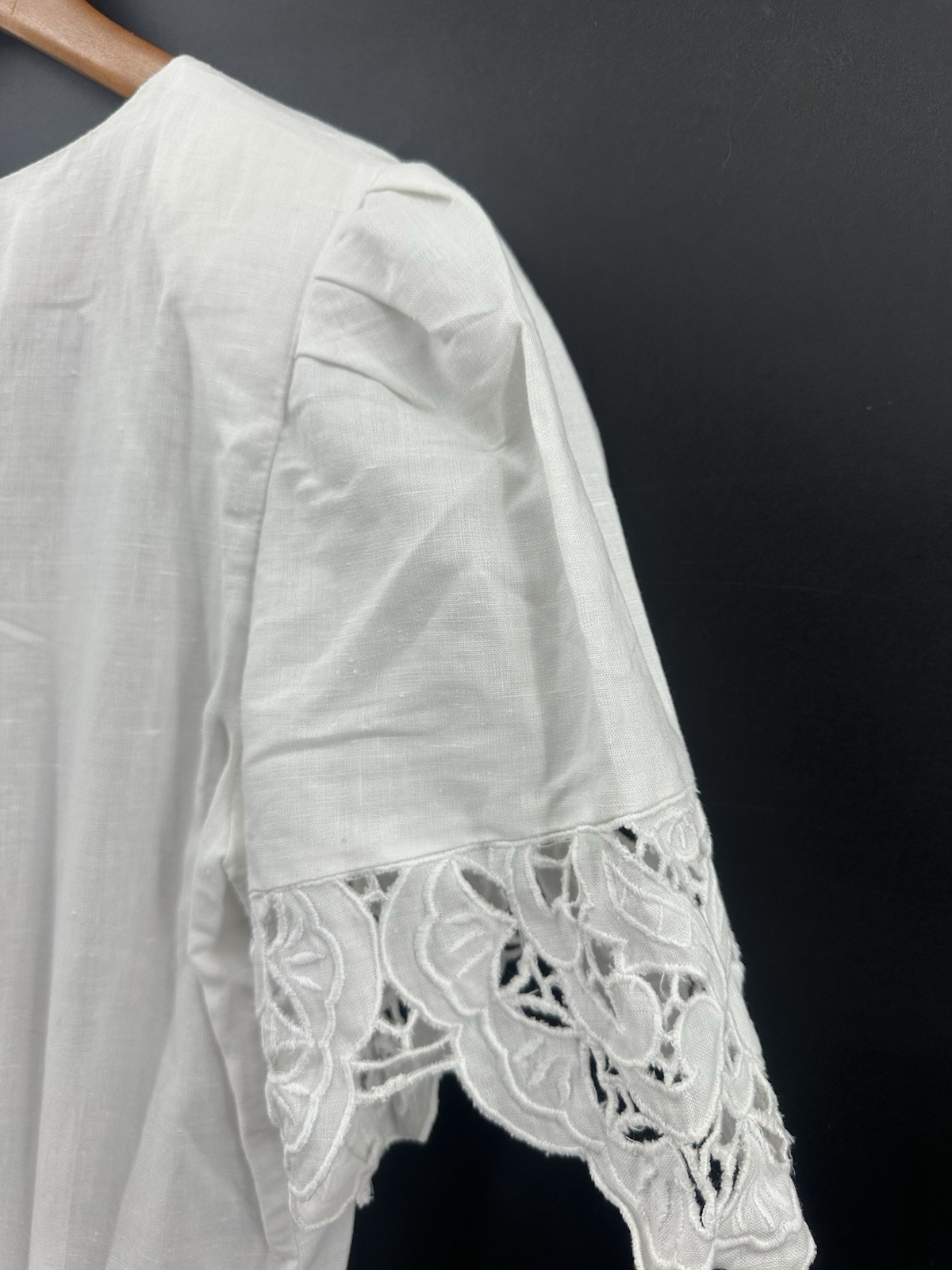 VTG Connection Linen Batterberg Lace Dress 10 Cottagecore Prairie Romantic HH21