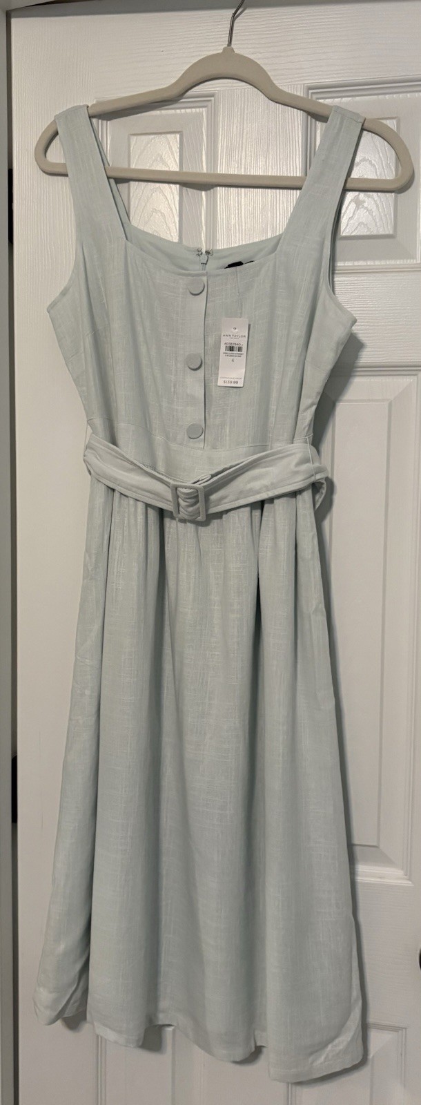 Ann Taylor Sundress Work midi Dress SZ 6 pale blue seafoam NWT $139