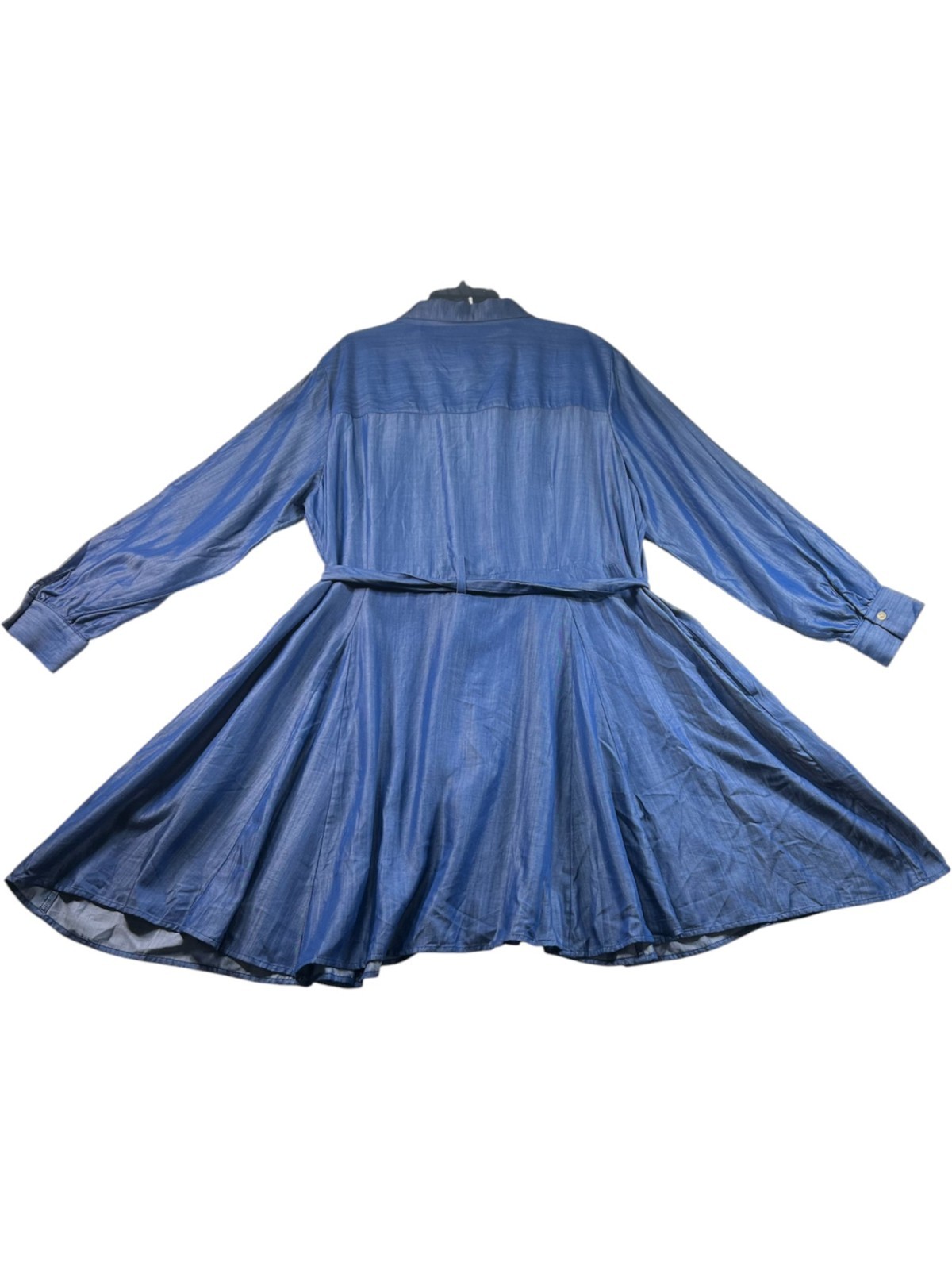 On 34th Shirt Dress Plus Size 3X Blue Chambray Belted Pockets New