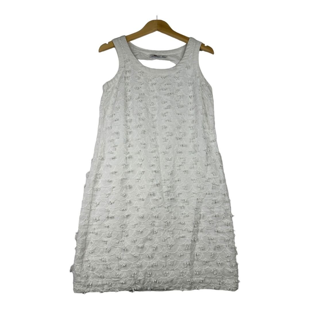 Vineyard Vines Scallop Drop Fringe Detail Linen Dress size 4 White