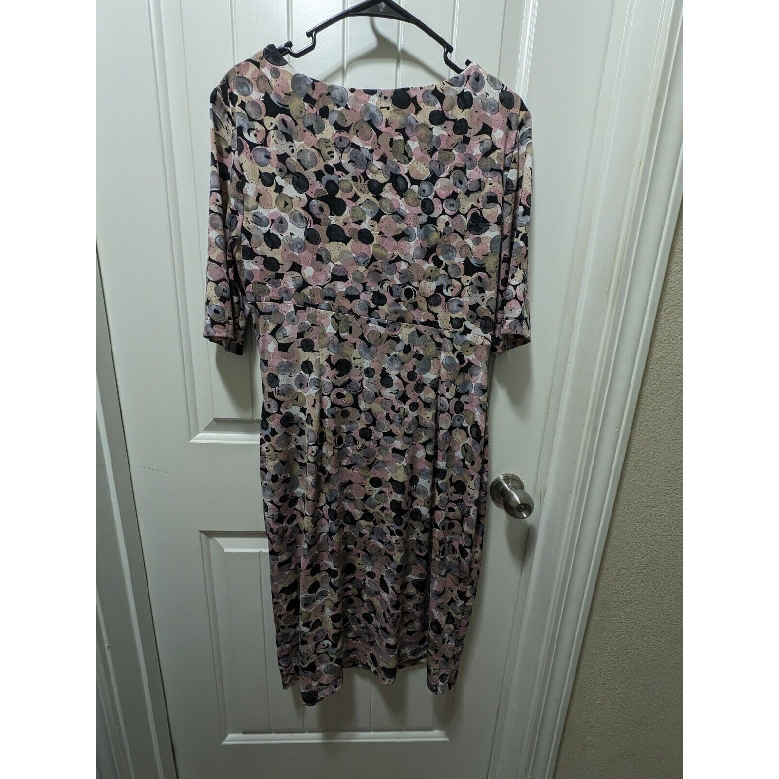 CONNECTED WOMAN Size 14 Pink Gray Black Tan Stretch Jersey Knit Ruched Sheath