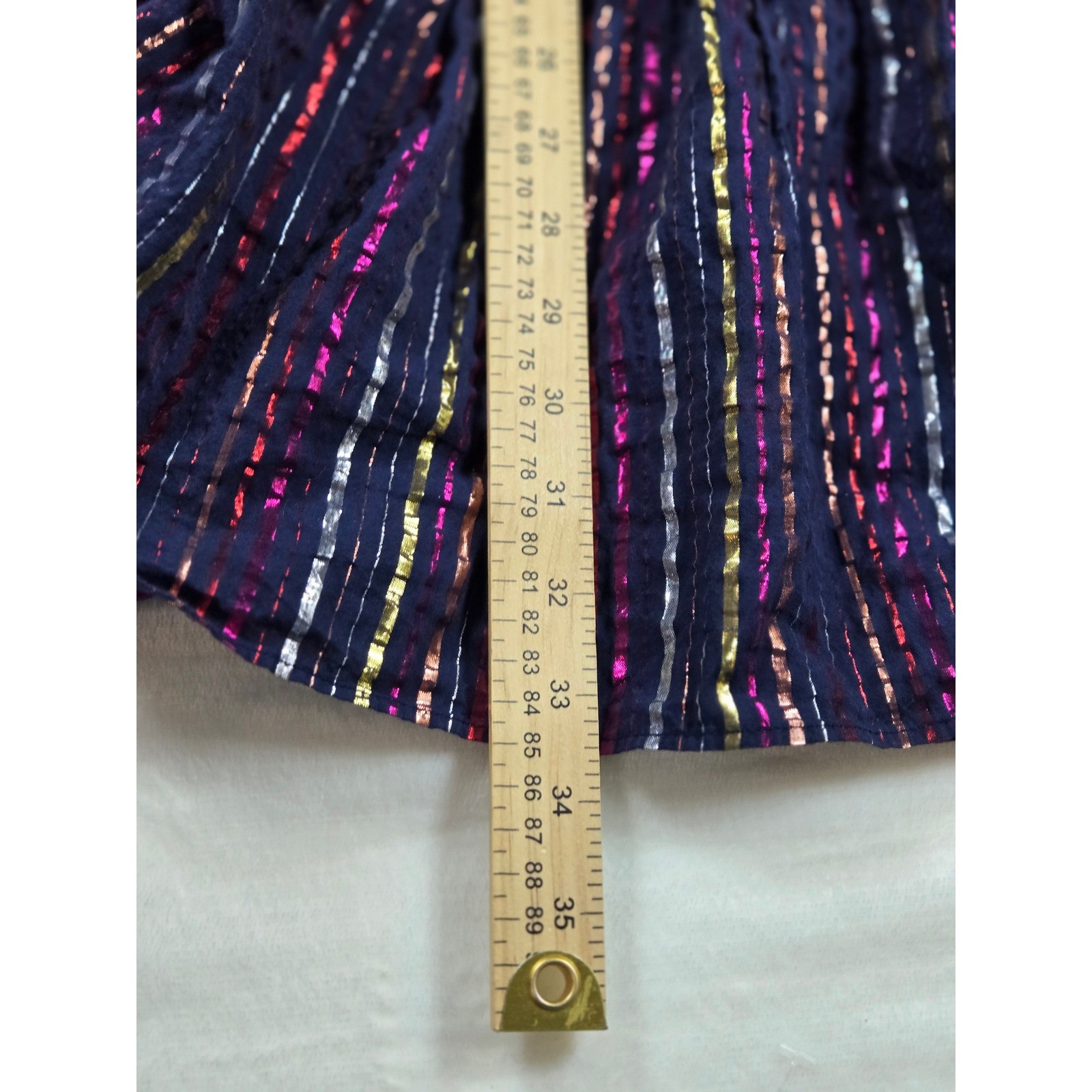 RollerRabbit Metallic Stripe Tiered Mini Dress Lurex Whimsigoth Babydoll Shimmer