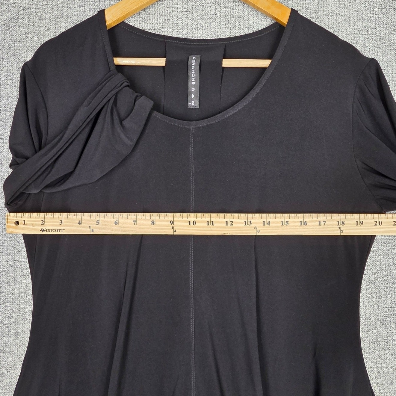 GERSHON BRAM WOMEN’S ASYMMETRICAL RUFFLE‑HEM TUNIC DRESS – BLACK – SIZE LARGE