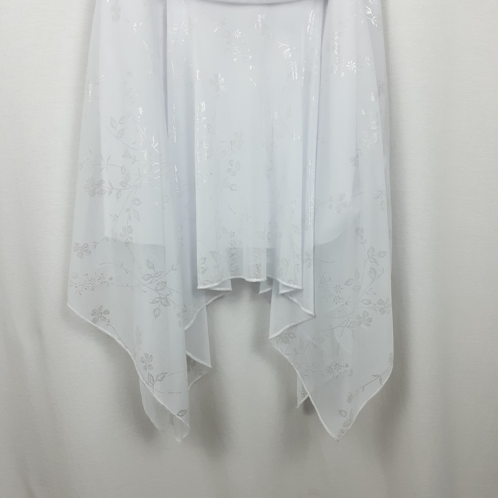 Finesse Womens Halter Dress Size M White Stretch Ruched Sides Handkerchief Hem