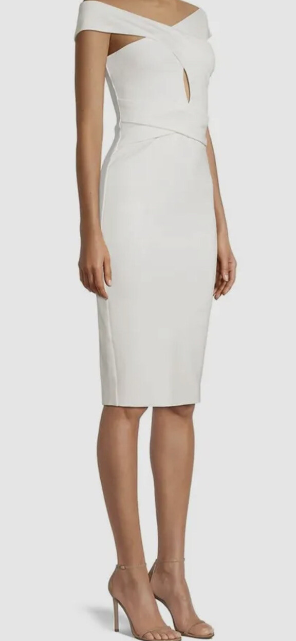 Lavish Alice Keyhole Ponte Halter Dress Women’s Size 4 Off White $170 Old Money