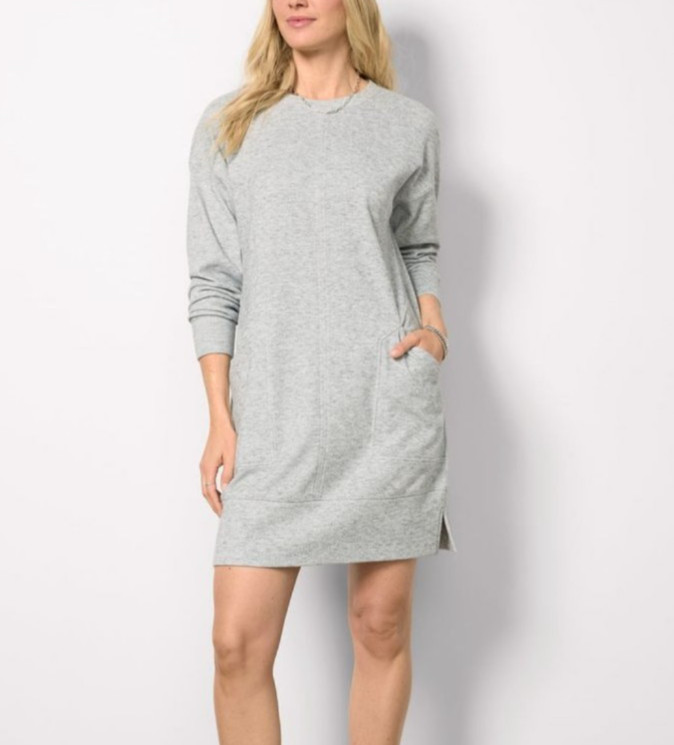 Evereve Rhodes Sweatshirt Dress Grey Women’s Medium Soft Casual Minimalist Comfy