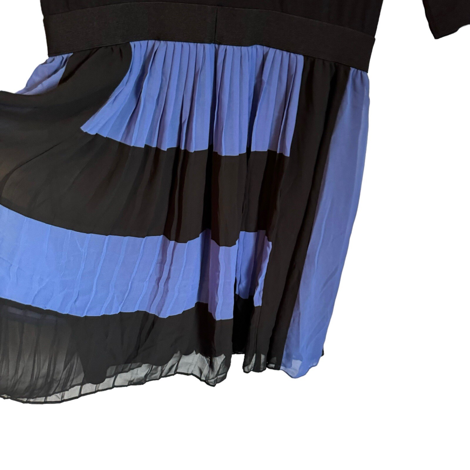 Max & Cleo Dress Size L Black Multi Pleated Fit And Flare Women Dress