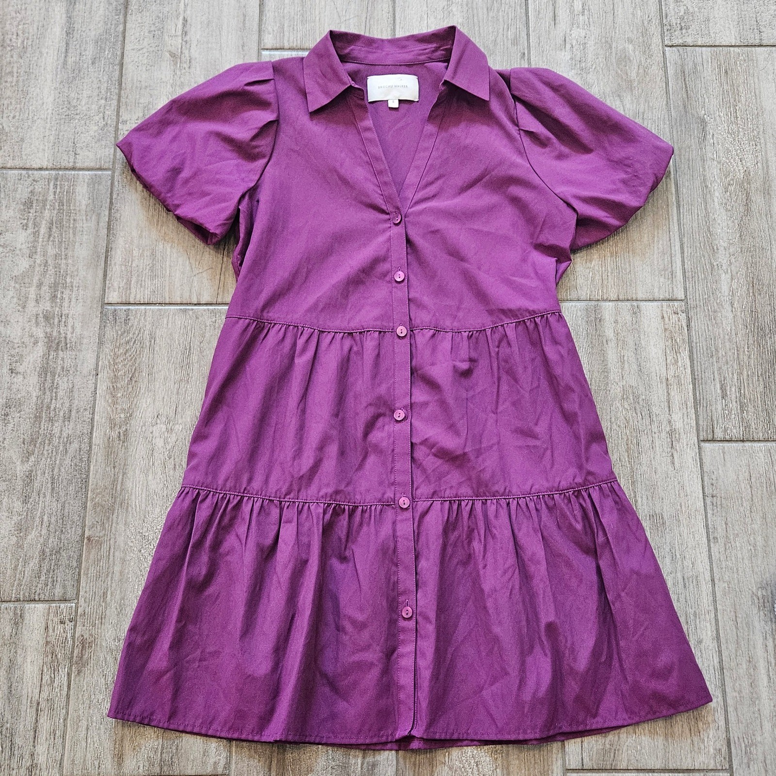 Brochu Walker The Havana Mini Dress Violetta Size S Purple Puff Sleeve Preppy