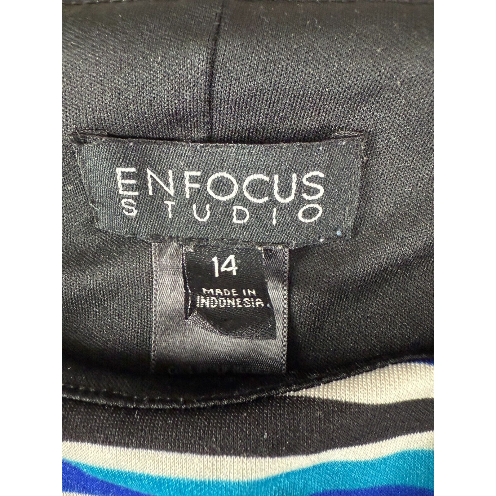En Focus Studio Size S Striped S Cap Sleeve Sheath Knee Length Dress Blue