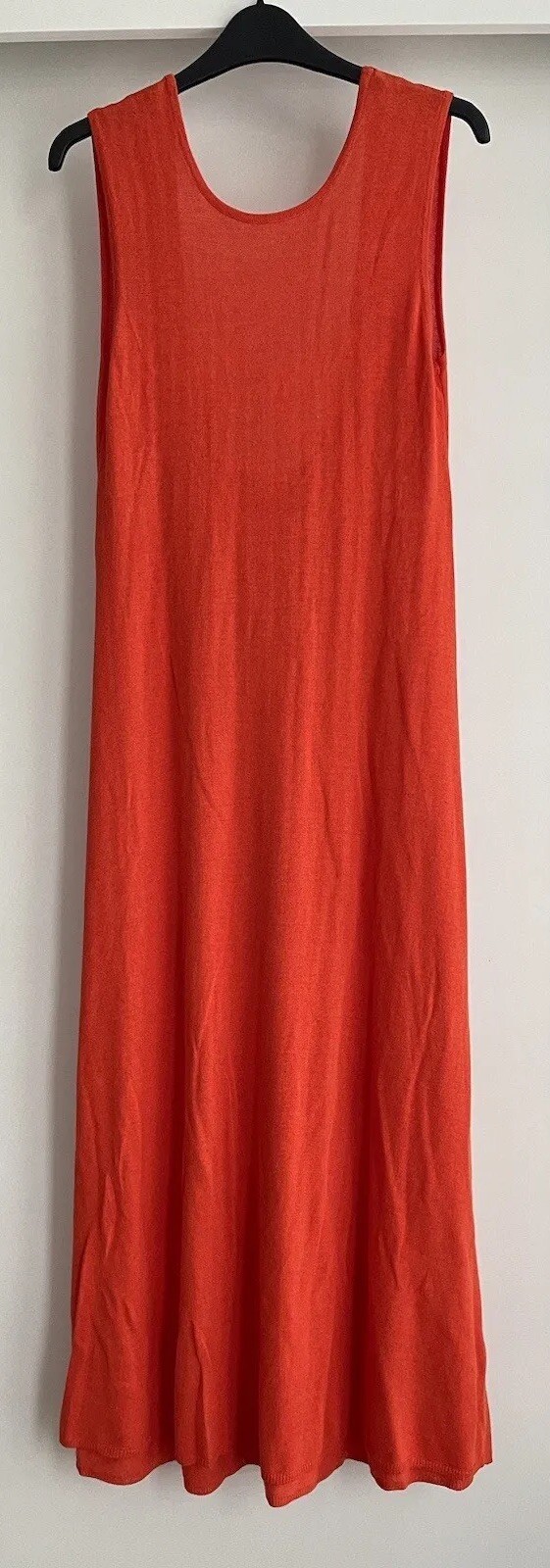 ZARA RED CAROL COTTON BLEND MIDI KNIT DRESS WITH PLUNGING NECKLINE SIZE S BNWT