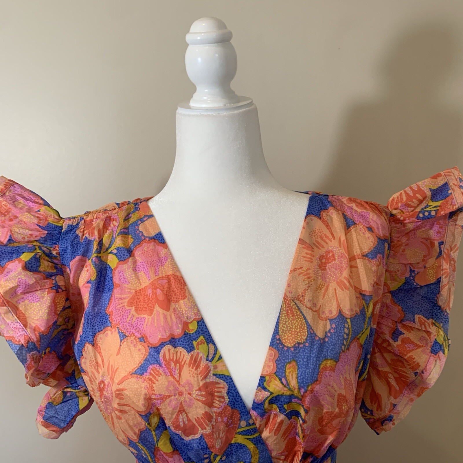Olivaceous Womens Tiered Mini Dress Medium Bright Tropical Resort Coquette Beach