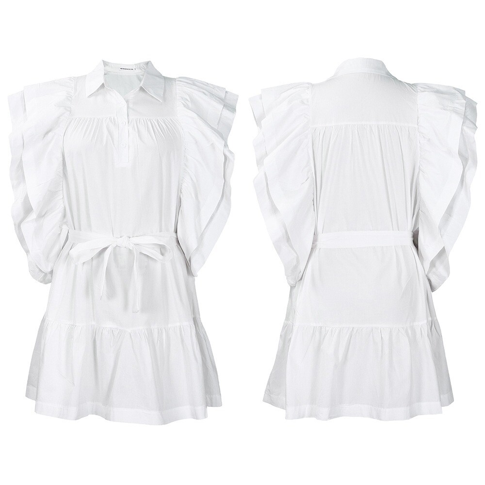 Womens Drawstring Ruffle Cap Sleeve A Line Dress Mini Dress Sundress Short Dress