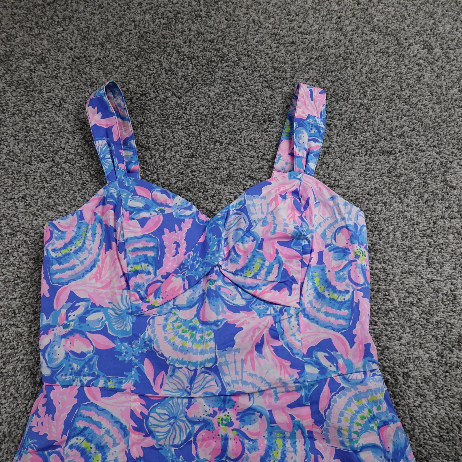Lilly Pulitzer Dress Womens 2 Blue Pink Floral Ruffle Sundress Summer Romper