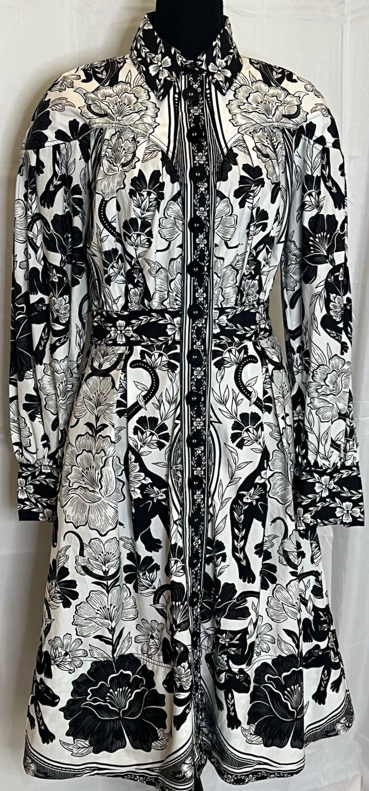 Anthropologie FARM Rio Flower Leopards Long Shirt Dress Sz Small NWOT $802 MSRP