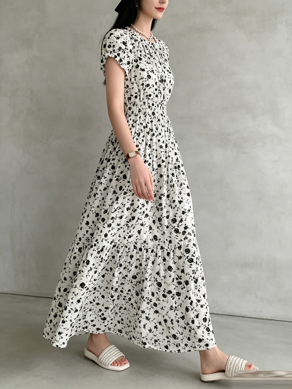 Ladies Chic Bohemian Elegant Gown Elastic Waist Flowy Cut All Size Fit