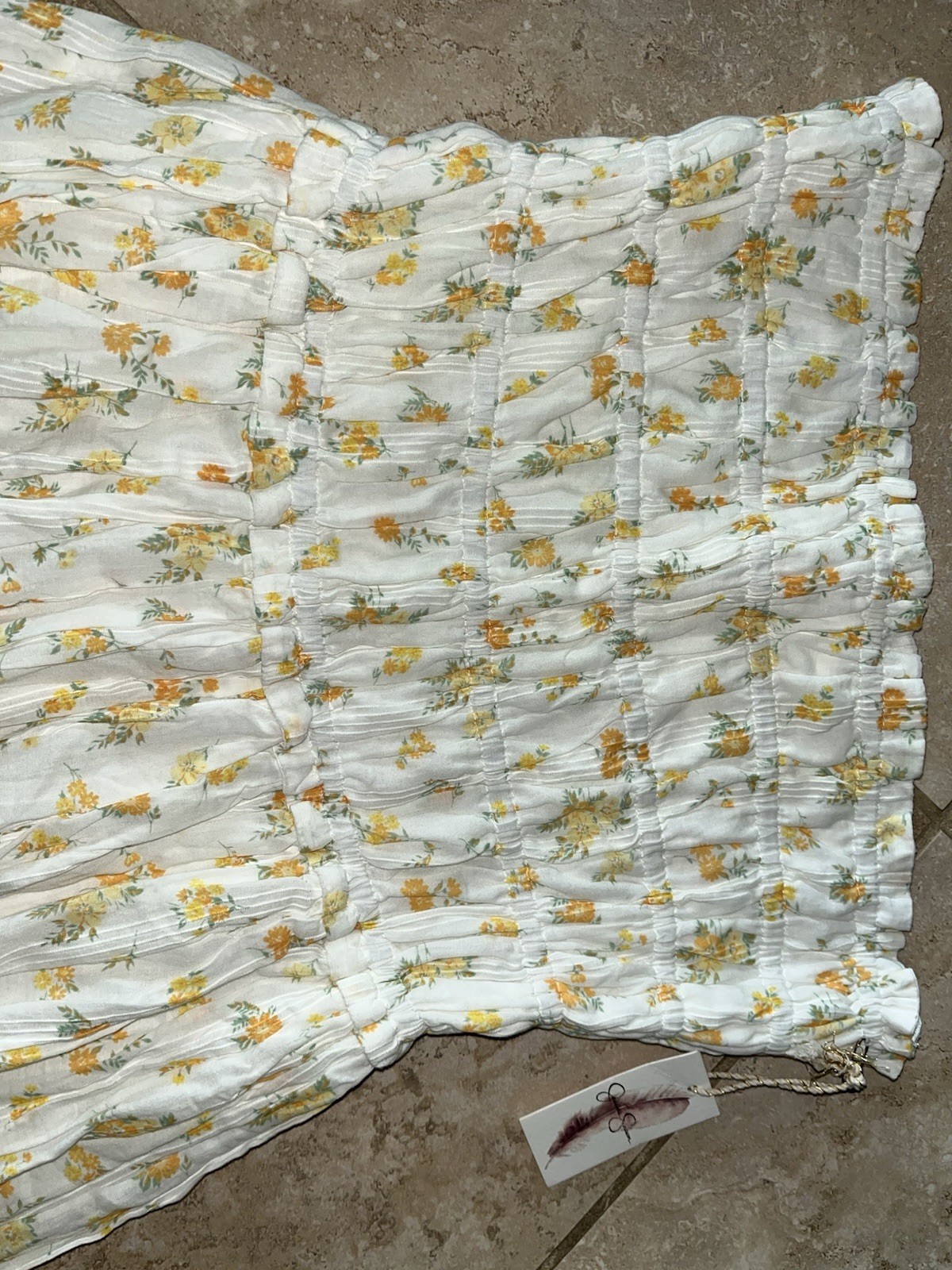 NWT Jessica Simpson Strapless Smocked Bubble Hem Yellow Floral Mini Dress Small