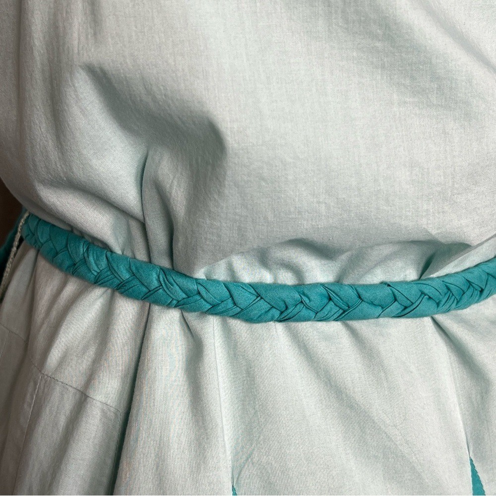 RHODE Women’s Size M Eggshell Blue Sleeveless Rope Tie Belt Pleated Mini Dress