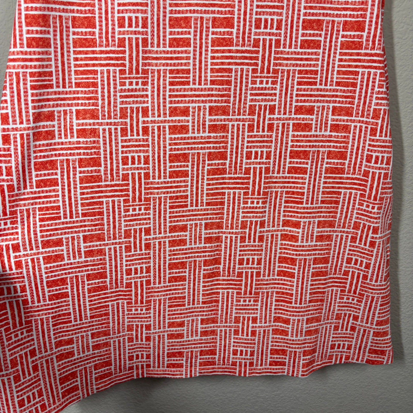 J McLaughlin Size Medium Catalina Shirt Mini Dress Orange Coral Geo Nylon Blend