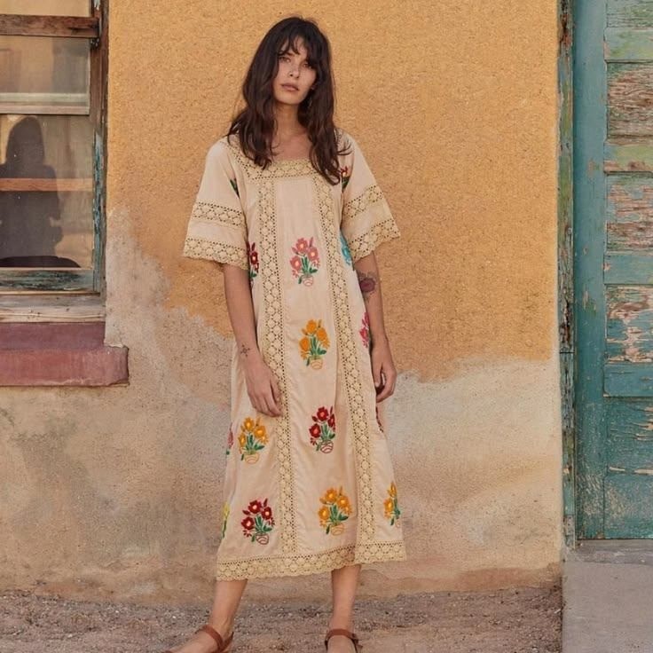 Christy Dawn The Simone Dress Cream Embroidered Size XS Small