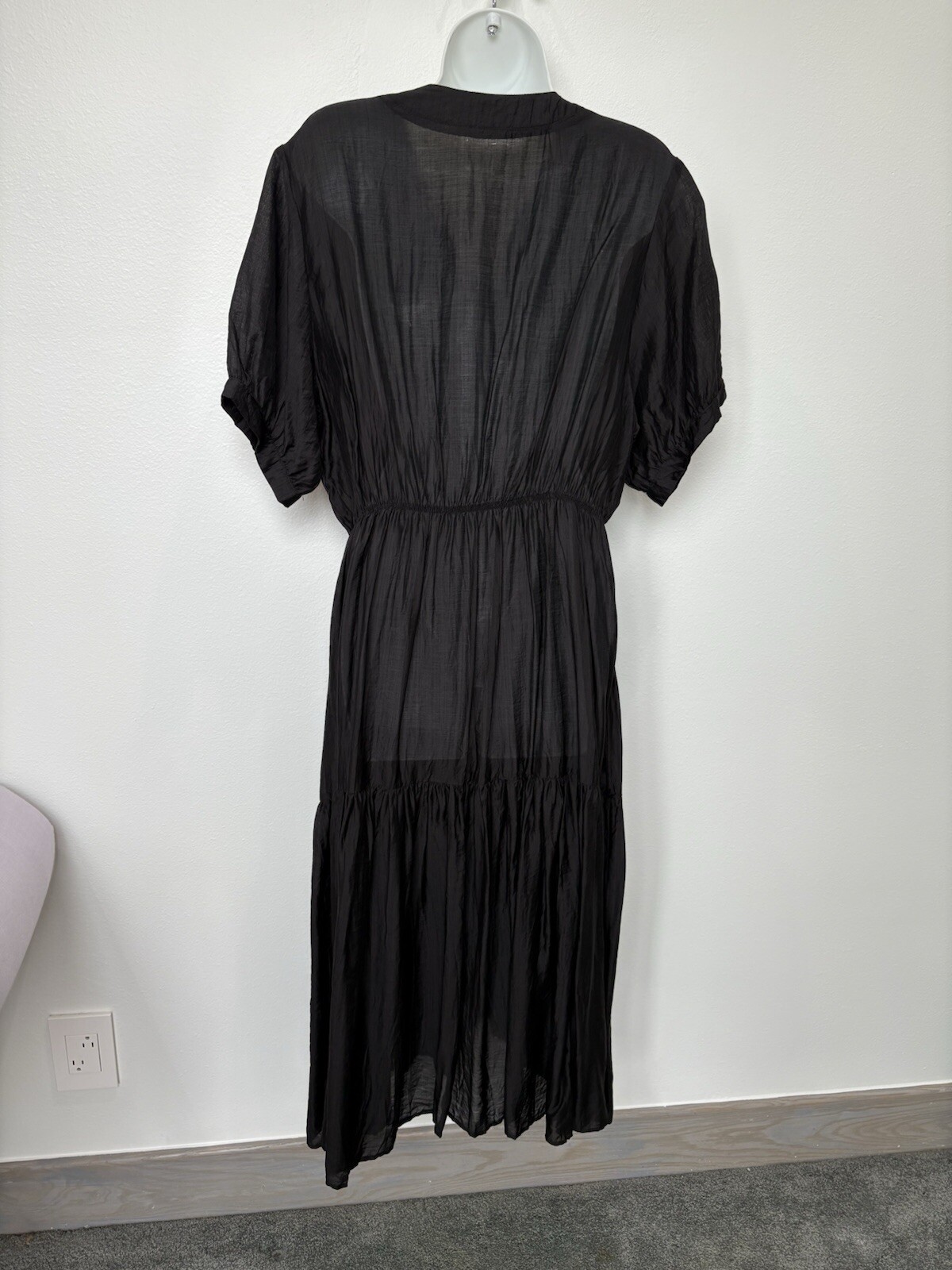 Mod Ref Dress Size XL Black Bohemian Style Loose Relax Fit Sleeves Buttons