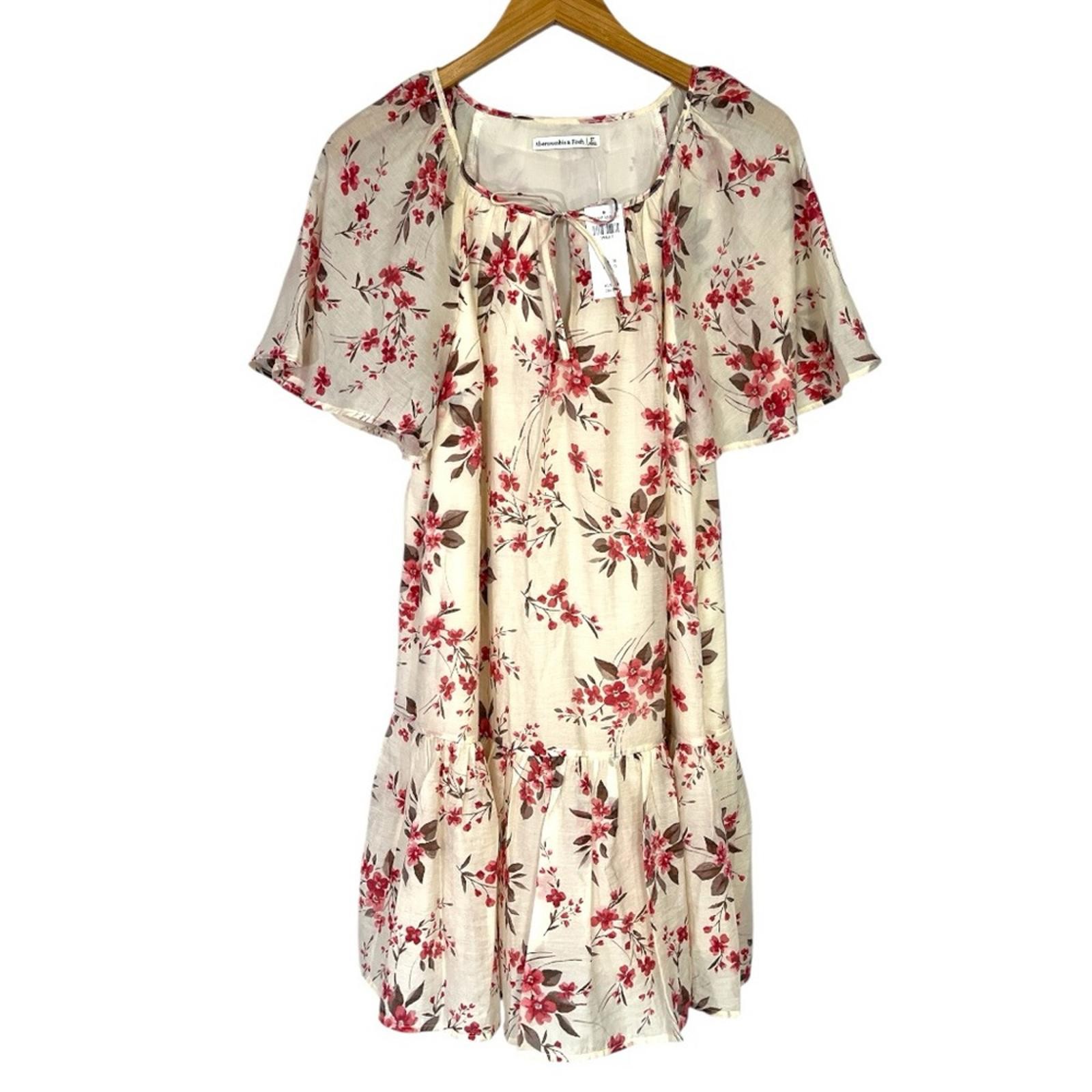 NWT Abercrombie & Fitch Floaty Trapeze Mini Dress in Cream Floral Size ST