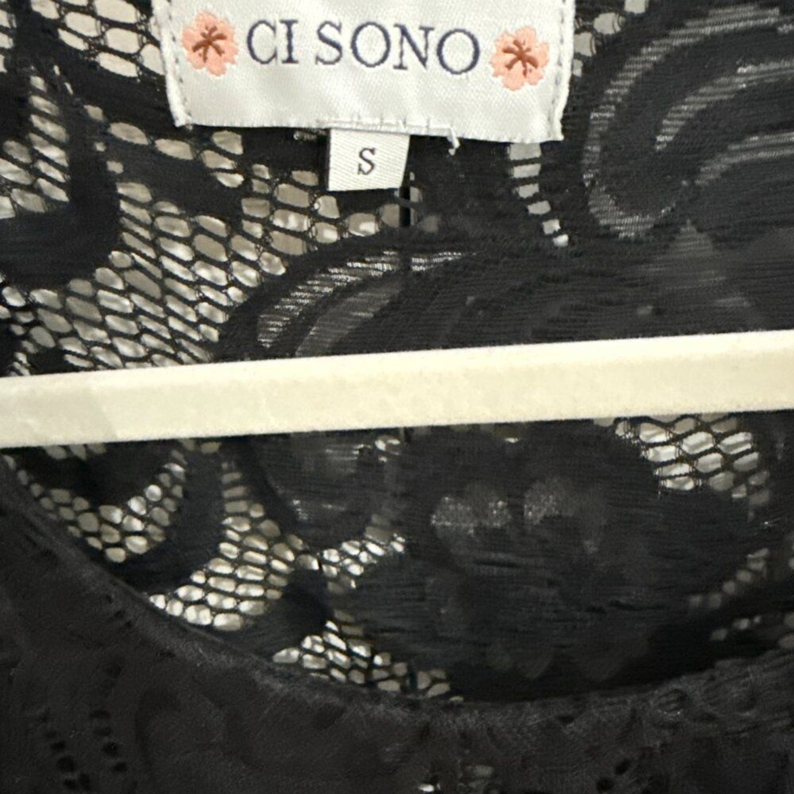 Ci Sono Lace Stretch Fitted Cap Sleeve Dress Formal Guest Size Small Black