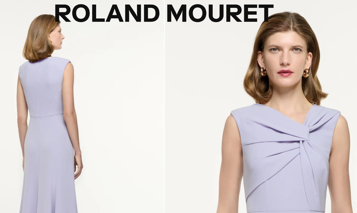 NWT Genuine Roland Mouret Sleeveless Light Cady Midi Dress Lavender UK6 US2 FR34