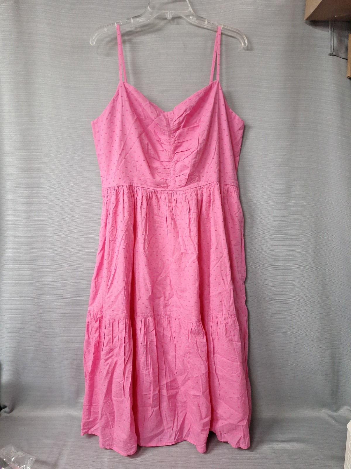On 34th Pink Dot Sundress Sleeveless Smocking Midi Dress Ruffle Size XL