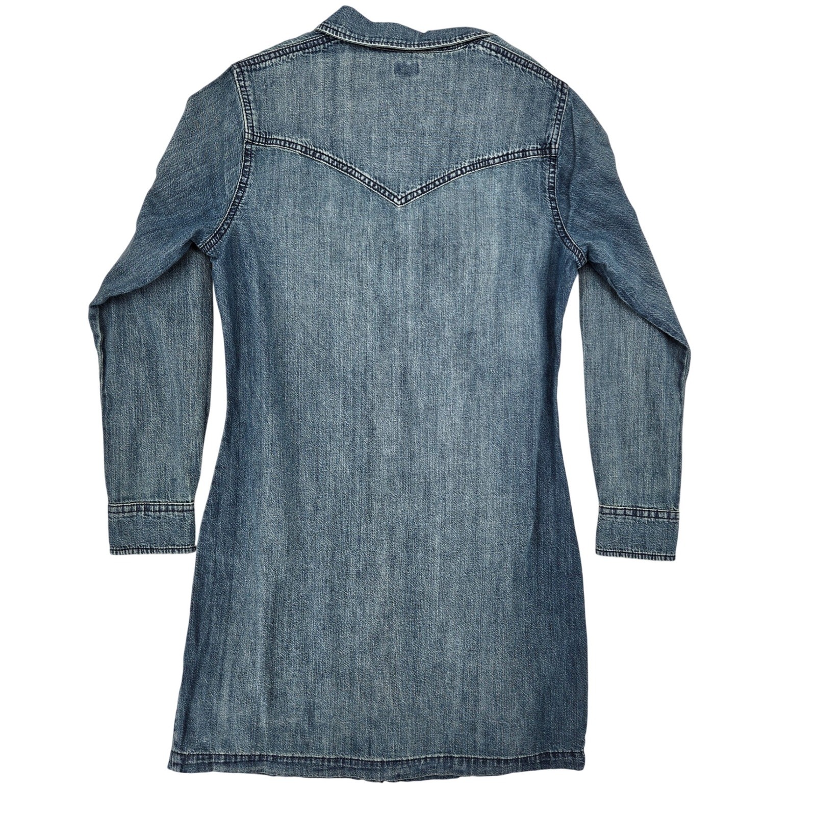 Lee SMALL Denim Button Down Womens Westerncore Cowgirl Medium Wash Shirt Dress