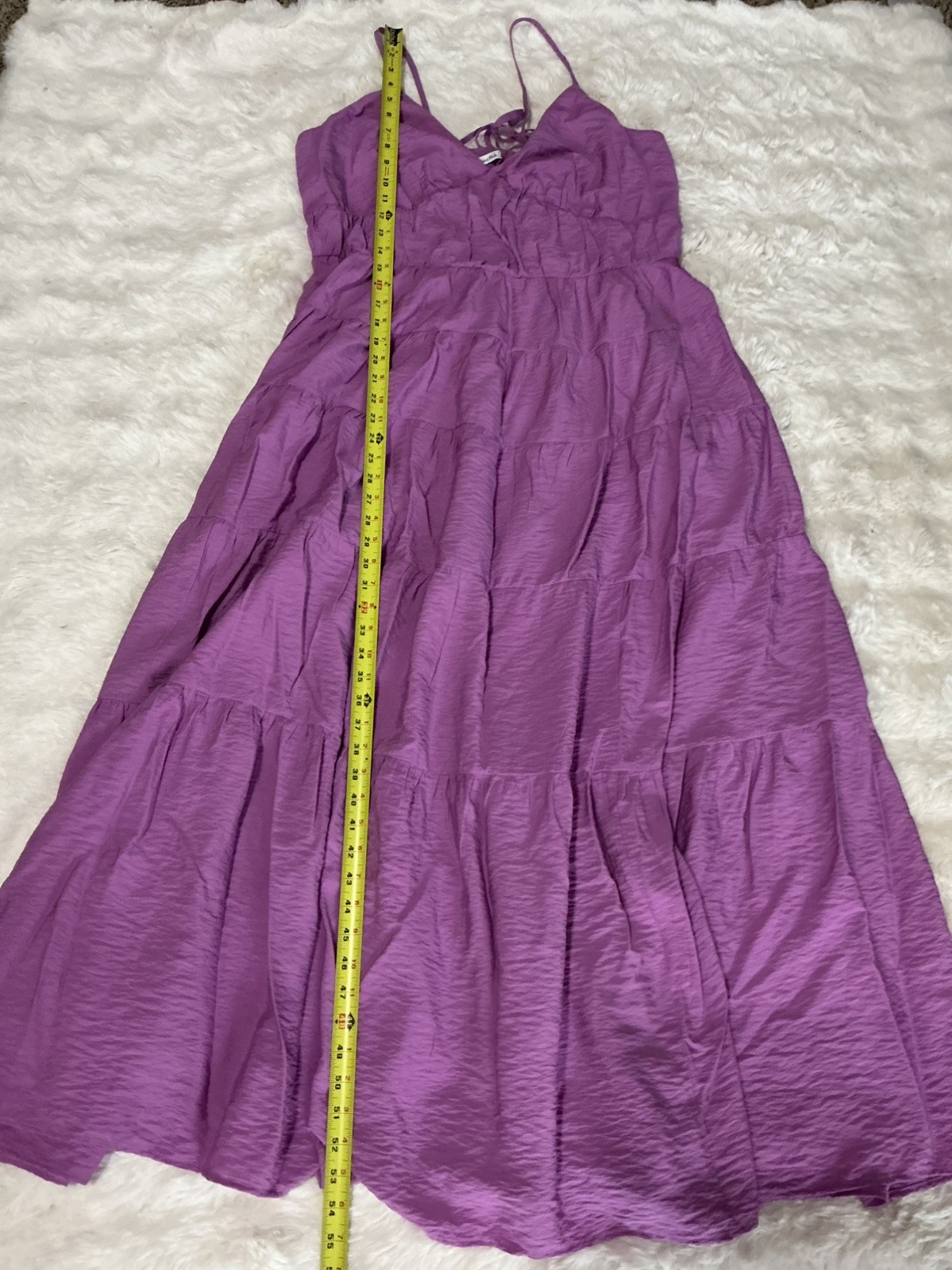 Abercrombie & Fitch Flowy Tiered Maxi Dress in Purple/Pink Size XL Adjustable