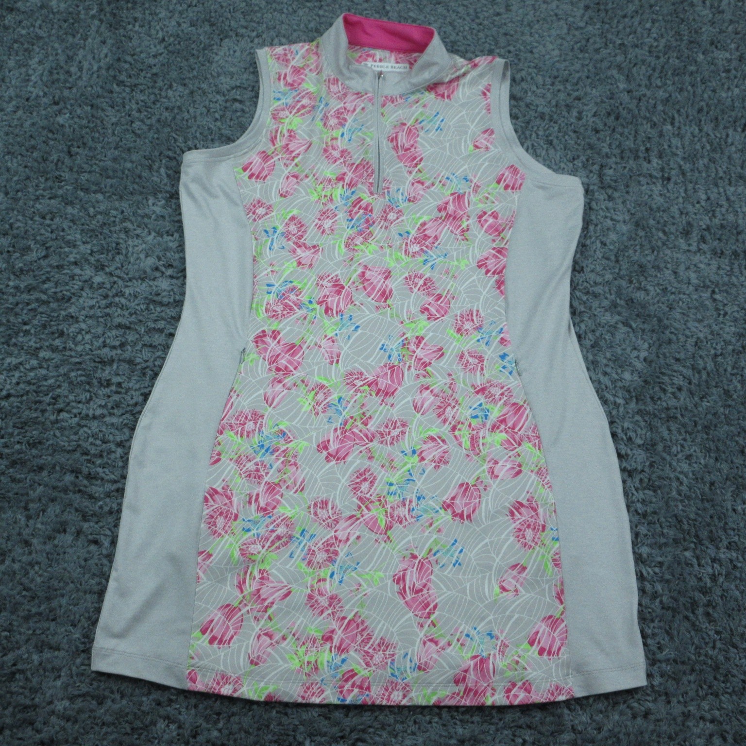 Pebble Beach Dress Womens XL Floral Sleeveless Dry-Luxe Performance Golf